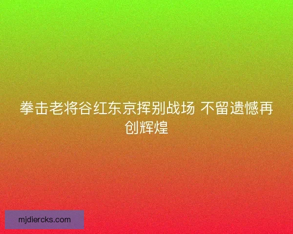拳击老将谷红东京挥别战场 不留遗憾再创辉煌